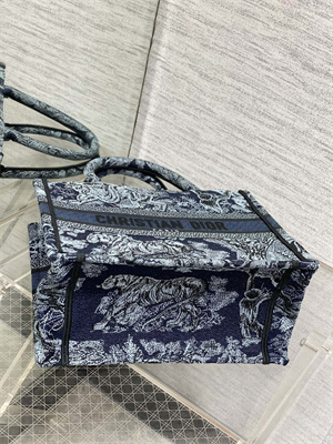 CD Small Book Tote Toile de Jouy Embroidery Denim Blue