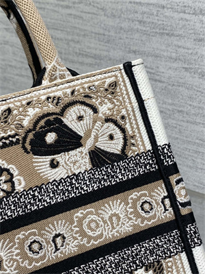 CD Small Book Tote Butterfly Bandana Embroidery Beige Multicolor