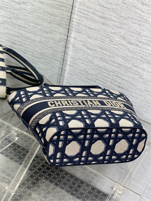 CD Hat Basket Bag  Embroidery Beige and Blue Macrocannage Embroidery