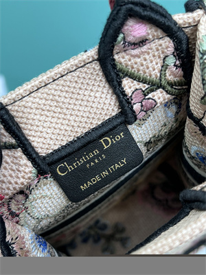 CD Mini Vertical Di.or Book Tote With Strap Petites Fleurs Embroidery Nude Beige Multicolor