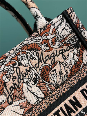 CD Mini Vertical Di.or Book Tote With Strap Jardin Magique Embroidery Pink