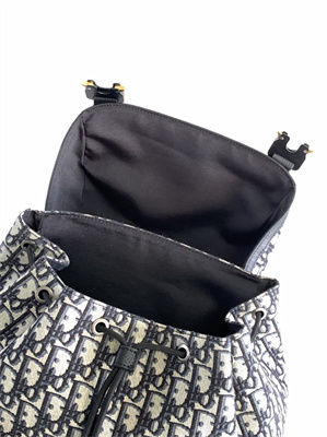 Large Di.or Hit The Road Backpack Beige and Black Oblique Jacquard