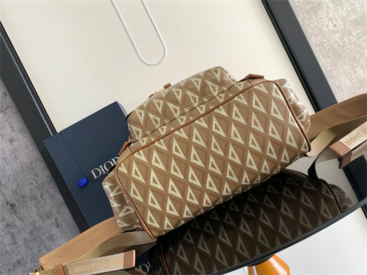 Large Di.or Hit The Road Backpack Brown CD Diamond Canvas