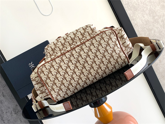 Large Di.or X Cactus Jack Hit The Road Backpack Brown Oblique Jacquard