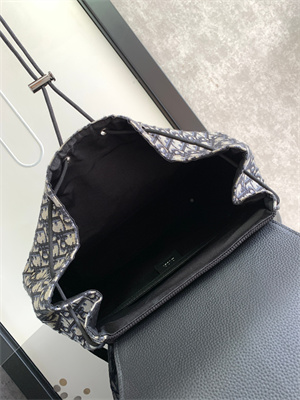 Di.or Motion Backpack Beige and Black Oblique Jacquard and Black Grained Calfskin