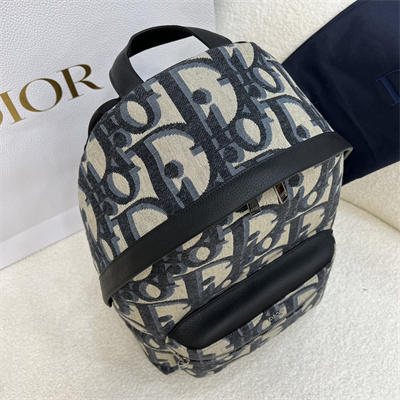 Di.or Rider Backpack Beige and Black Maxi Oblique Jacquard