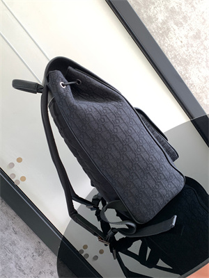 Di.or Saddle Backpack Black Oblique Jacquard and Grained Calfskin