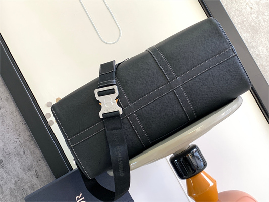 Di.or Lingot 50 Travel Bag Black Grained Calfskin