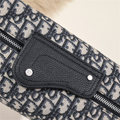 Di.or Lingot Toiletry Bag Beige and Black Oblique Jacquard