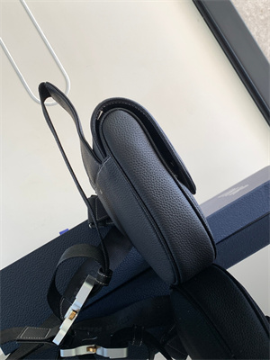 Di.or Saddle Bag Black Grained Calfskin With White Stitch