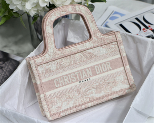 CD Mini Book Tote Toile de Jouy Embroidery Pink