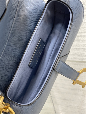 CD Mini Saddle Bag Grained Calfskin Denim Blue Color