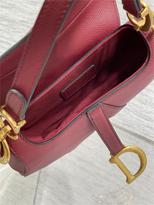 CD Mini Saddle Bag Grained Calfskin Wine Color