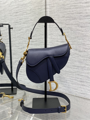CD Mini Saddle Bag Grained Calfskin Indigo Blue Color