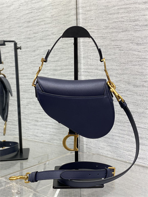 CD Mini Saddle Bag Grained Calfskin Indigo Blue Color