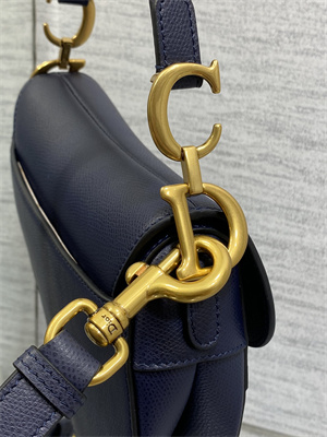 CD Mini Saddle Bag Grained Calfskin Indigo Blue Color