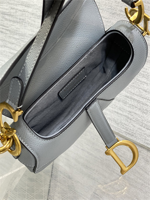 CD Mini Saddle Bag Grained Calfskin Dusty Blue Color