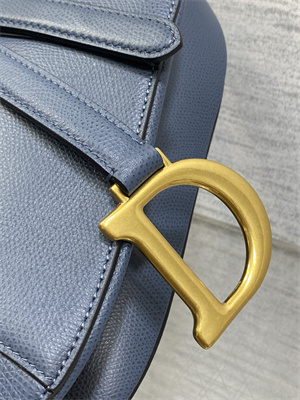 CD Saddle Bag Grained Calfskin Denim Blue Color