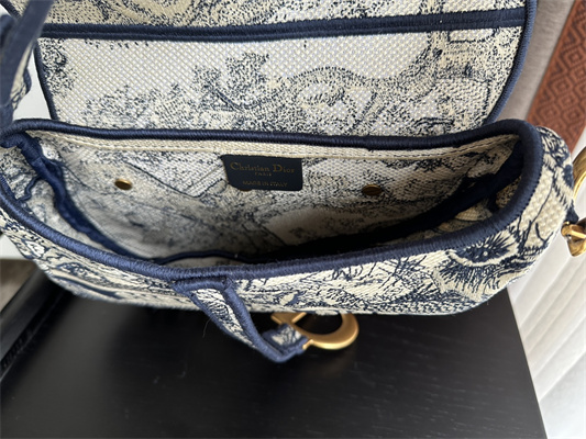CD Saddle Bag Toile de Jouy Embroidery Blue Color