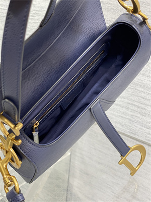 CD Saddle Bag Grained Calfskin Indigo Blue Color