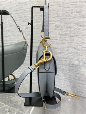 CD Saddle Bag Grained Calfskin Dusty Blue Color