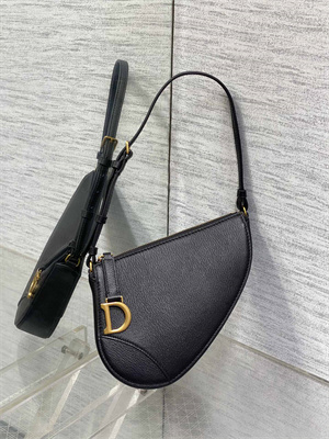 CD Saddle Shoulder Pouch Goatskin Black Color