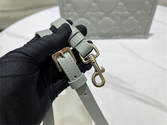 CD Small Book Tote With Strap Macrocannage Calfskin Grey