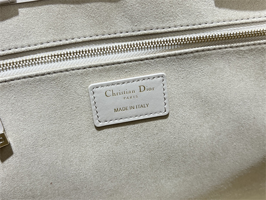 CD Medium Book Tote With Strap Macrocannage Calfskin Beige