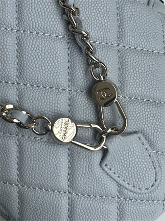 Cha.nel Mini Backpack Grained Calfskin Gold-Tone Metal Blue AP3753