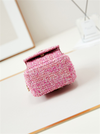 Cha.nel Mini Backpack Tweed Gold-Tone Metal Pink AP3753