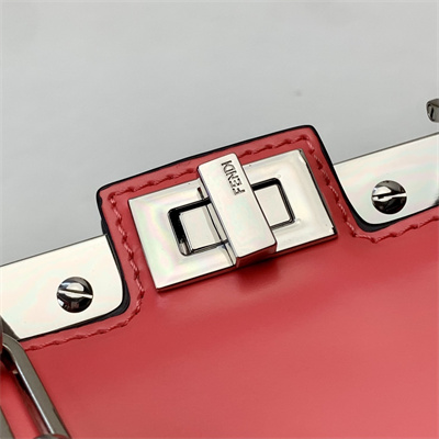 Fen.di Peekaboo Cut Petite Leather Bag Pink Color