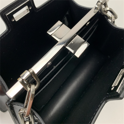 Fen.di Peekaboo Cut Petite Leather Bag Black Color