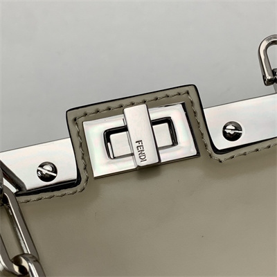 Fen.di Peekaboo Cut Petite Leather Bag Pale Green Color