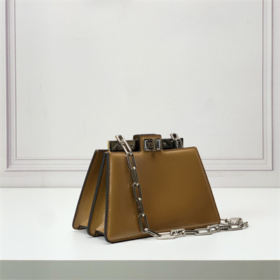 Fen.di Peekaboo Cut Petite Leather Bag Brown Color