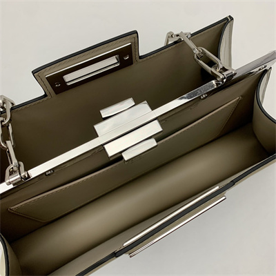 Fen.di Peekaboo Cut Medium Leather Bag Pale Green Color