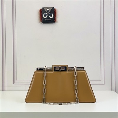 Fen.di Peekaboo Cut Medium Leather Bag Brown Color