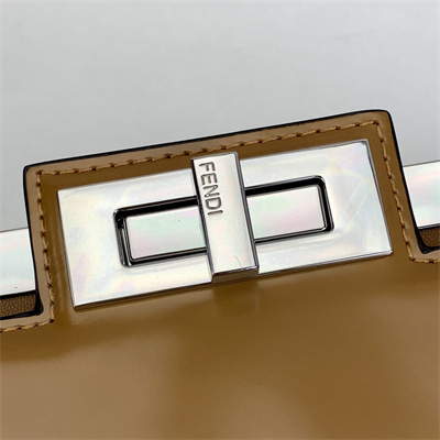 Fen.di Peekaboo Cut Medium Leather Bag Brown Color