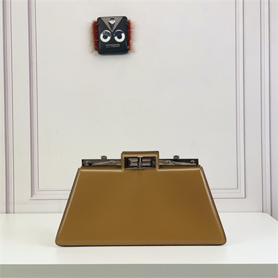 Fen.di Peekaboo Cut Medium Leather Bag Brown Color