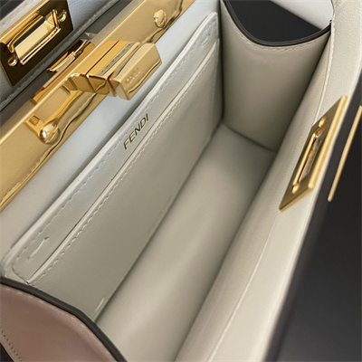 Fen.di Peekaboo ISeeU Petite Leather Bag White Color