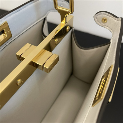 Fen.di Peekaboo ISeeU Petite Leather Bag White Color