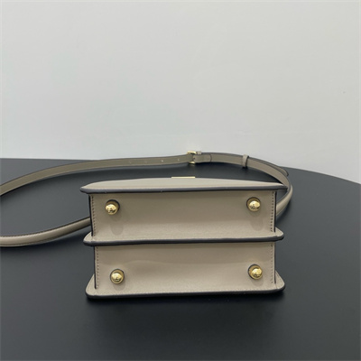 Fen.di Peekaboo ISeeU Petite Leather Bag Dove Grey Color