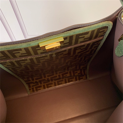 Fen.di Peekaboo X-Lite Large Suede Leather Bag Green Color