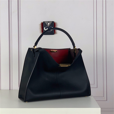 Fen.di Peekaboo X-Lite Large Leather Bag Black Color