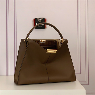 Fen.di Peekaboo X-Lite Large Leather Bag Brown Color