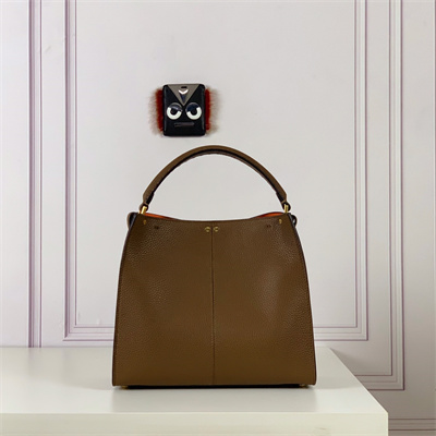 Fen.di Peekaboo X-Lite Medium Leather Bag Brown Color
