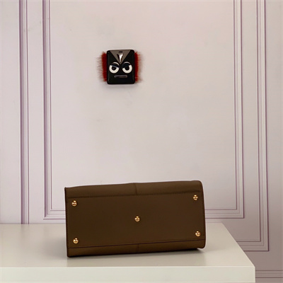 Fen.di Peekaboo X-Lite Medium Leather Bag Brown Color