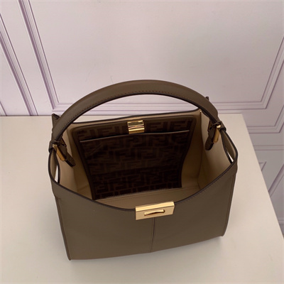 Fen.di Peekaboo X-Lite Medium Leather Bag Brown Color