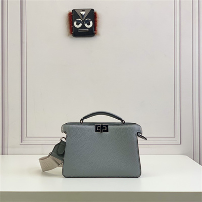 Fen.di Peekaboo ISeeU XCross Leather Bag Grey Color