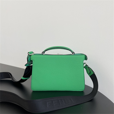 Fen.di Peekaboo ISeeU XCross Leather Bag Green Color