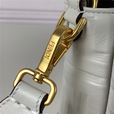 Fen.di BAGUETTE Large Bag White Nappa Leather With FF Motif